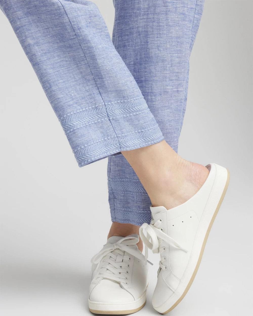 Chico's Discount - Linen Pull On Waist Cropped Pants Blue