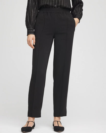 Chico's Special Offer - Crepe Side-Zip Tapered Ankle Pants Black