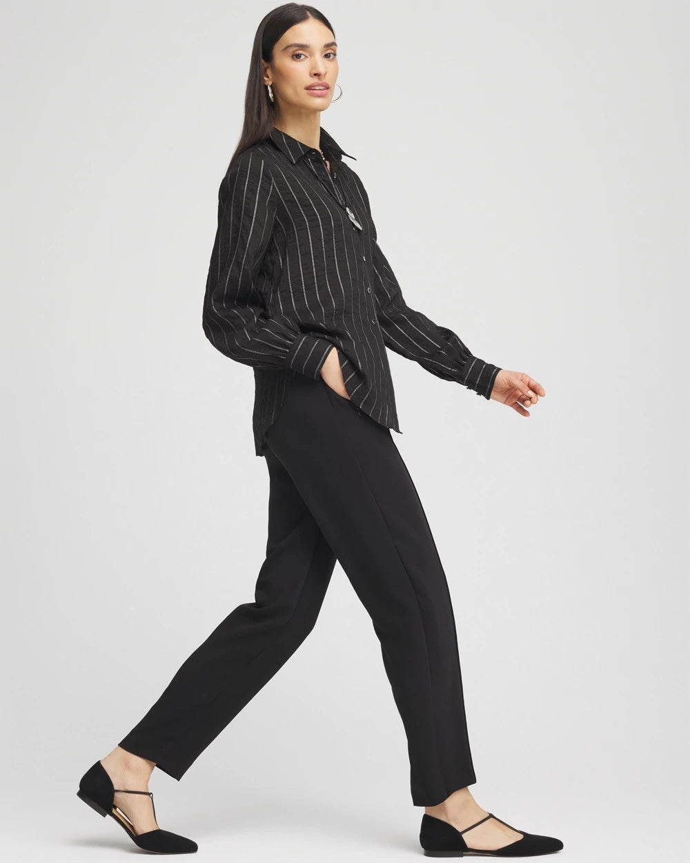 Chico's Special Offer - Crepe Side-Zip Tapered Ankle Pants Black