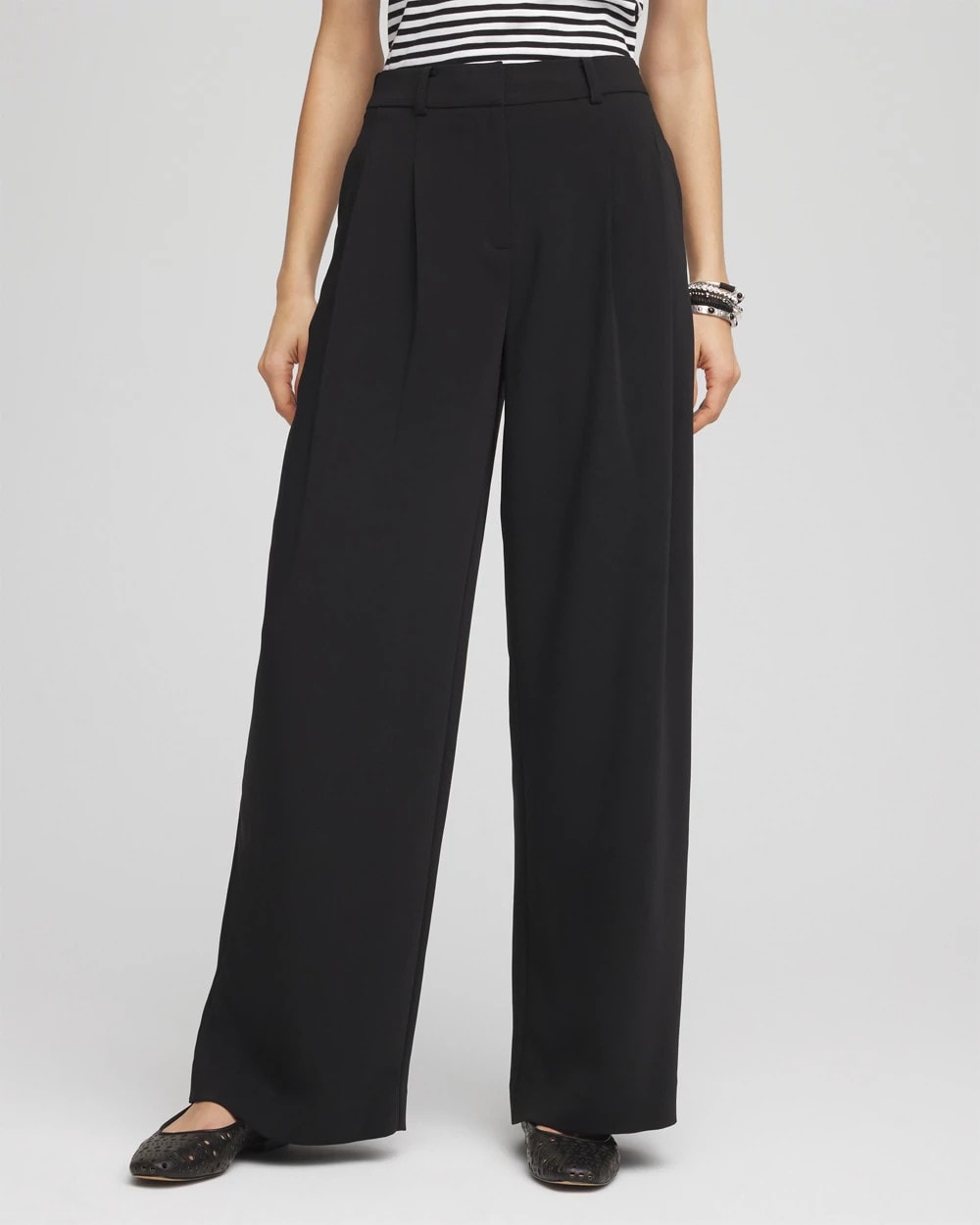 Chico's Discount - Crepe Pleated Relaxed Pants Black