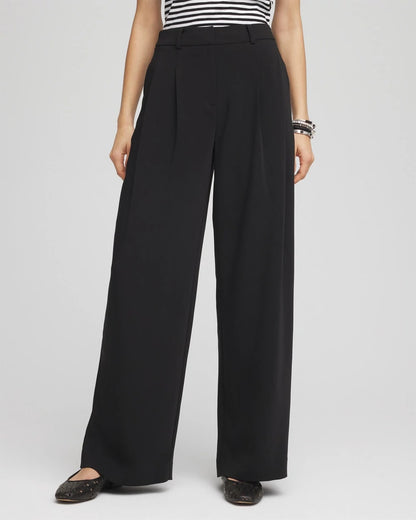 Chico's Discount - Crepe Pleated Relaxed Pants Black