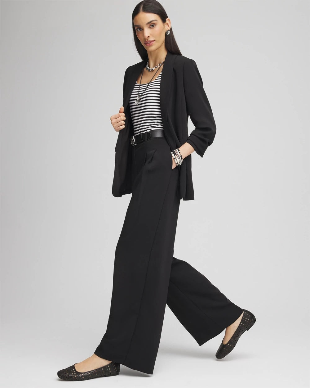 Chico's Discount - Crepe Pleated Relaxed Pants Black