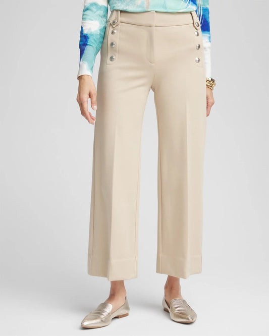 Chico's Discount - Button Knit Twill Cropped Pants Wild Truffle