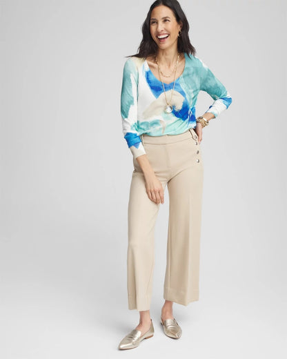 Chico's Discount - Button Knit Twill Cropped Pants Wild Truffle