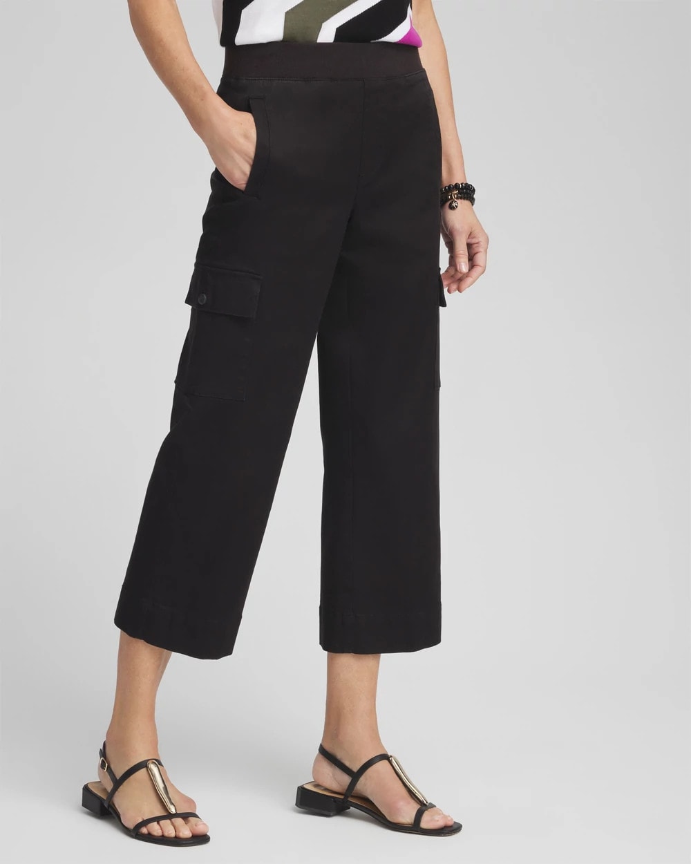 Chico's Hot Sale - Cargo Straight Leg Cropped Pants Black