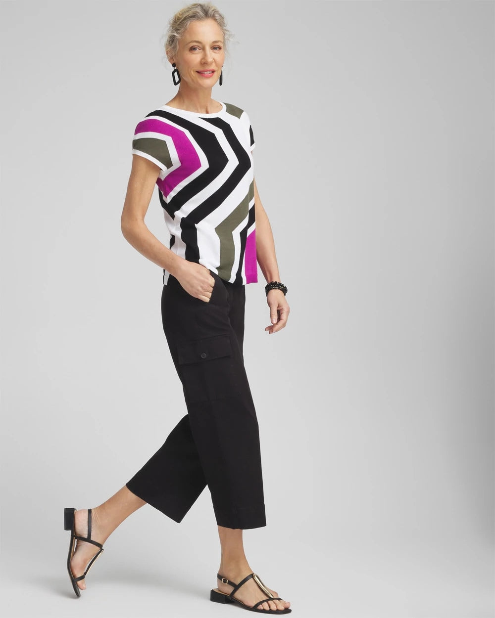 Chico's Hot Sale - Cargo Straight Leg Cropped Pants Black