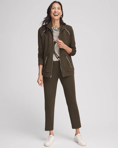 Chico's New - Zenergy® Caviar Bead Scuba Ankle Pants Primordial Forest