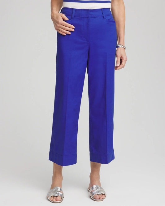 Chico's Best Seller - Lightweight Relaxed Straight Cropped Pants Rich Cobalt