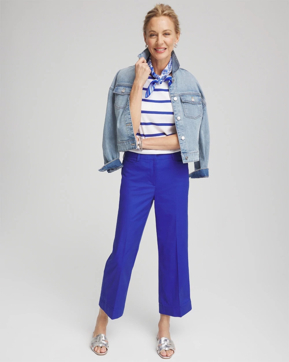 Chico's Best Seller - Lightweight Relaxed Straight Cropped Pants Rich Cobalt