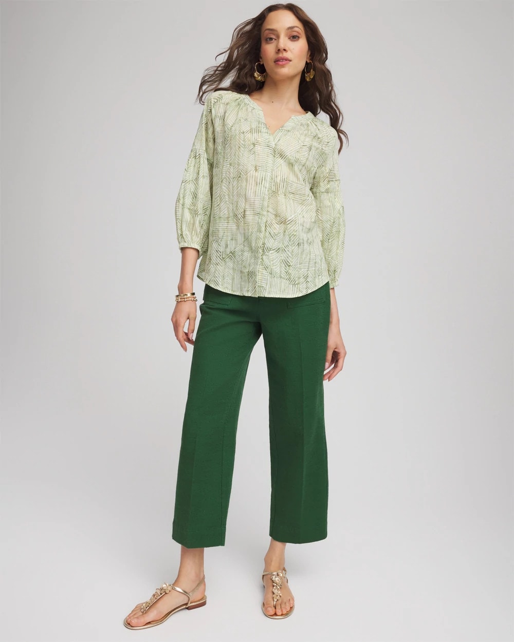Chico's Classic - Cropped Straight-Leg Pants Palm Leaf