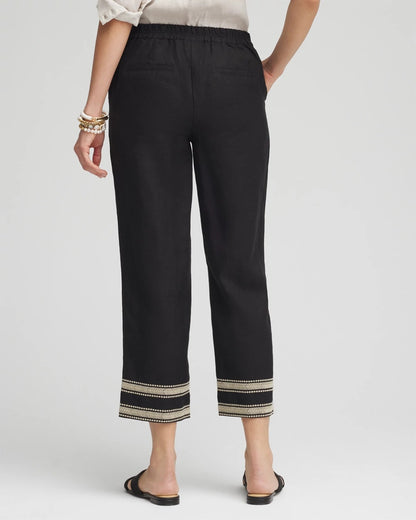 Chico's Best Seller - Linen Elastic Waist Cropped Pants Black