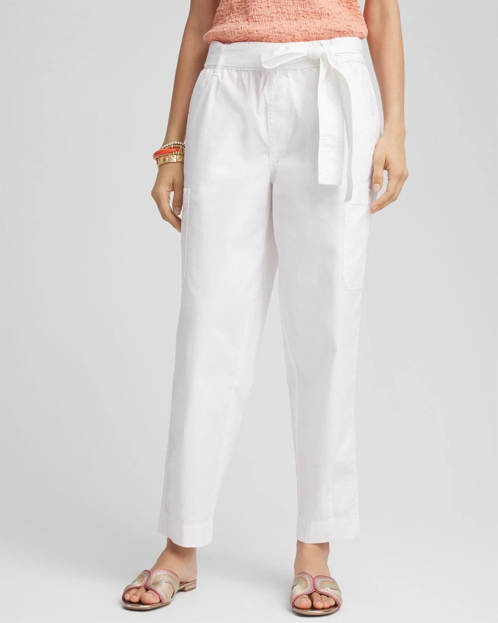 Chico's Trusted - Poplin Pull-On Tapered-Leg Cropped Pants Alabaster