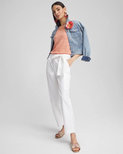 Chico's Trusted - Poplin Pull-On Tapered-Leg Cropped Pants Alabaster