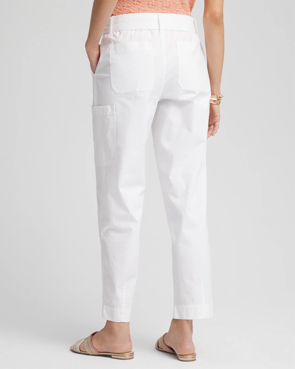 Chico's Trusted - Poplin Pull-On Tapered-Leg Cropped Pants Alabaster