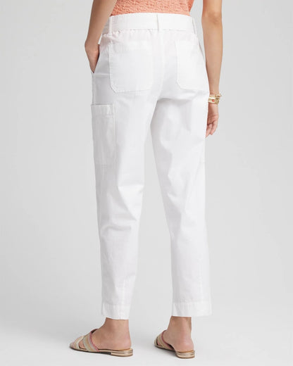 Chico's Trusted - Poplin Pull-On Tapered-Leg Cropped Pants Alabaster