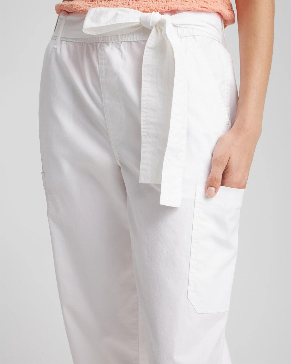 Chico's Trusted - Poplin Pull-On Tapered-Leg Cropped Pants Alabaster