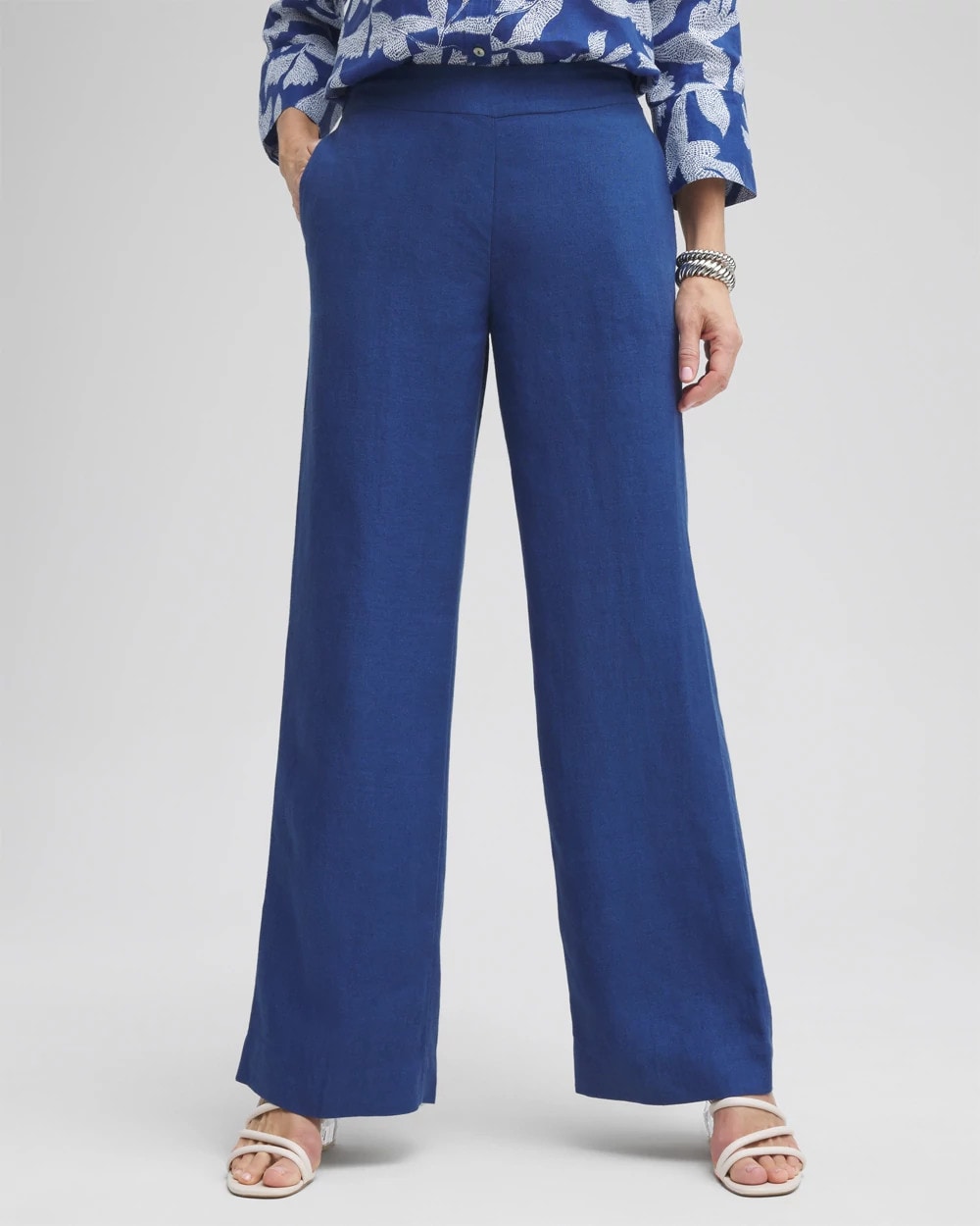 Chico's Trusted - Linen Trouser Flare Pants Naval Indigo