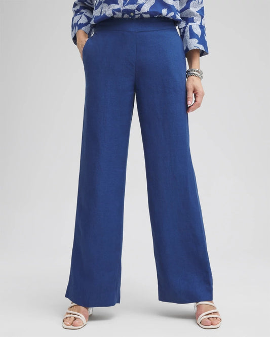 Chico's Trusted - Linen Trouser Flare Pants Naval Indigo