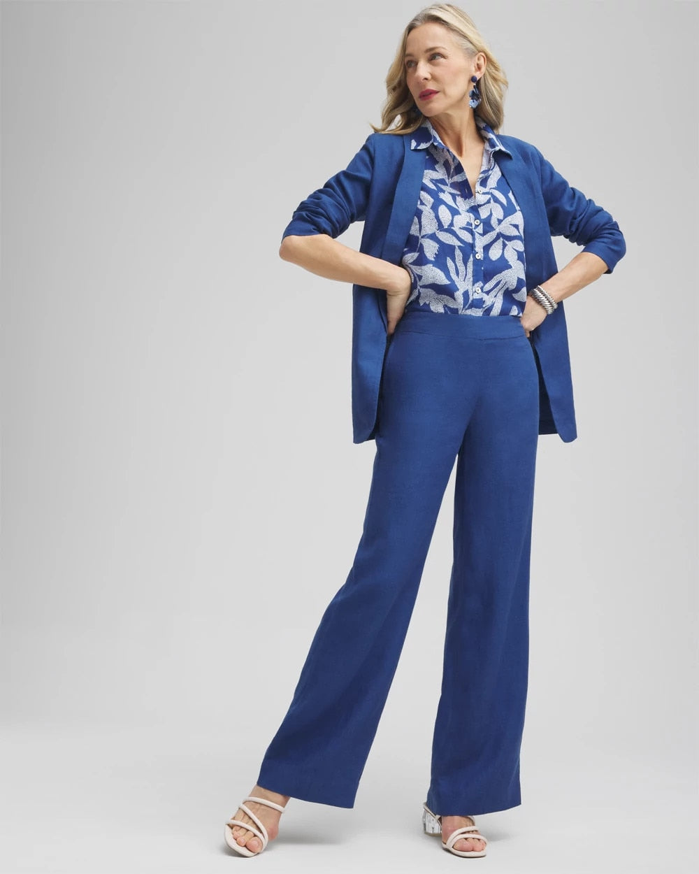 Chico's Trusted - Linen Trouser Flare Pants Naval Indigo