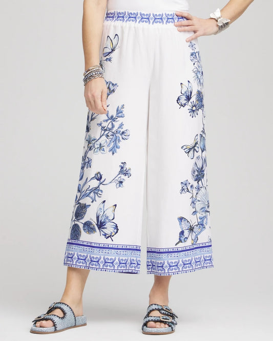 Chico's Deals - Butterfly Pull-On Linen Cropped Pants Alabaster