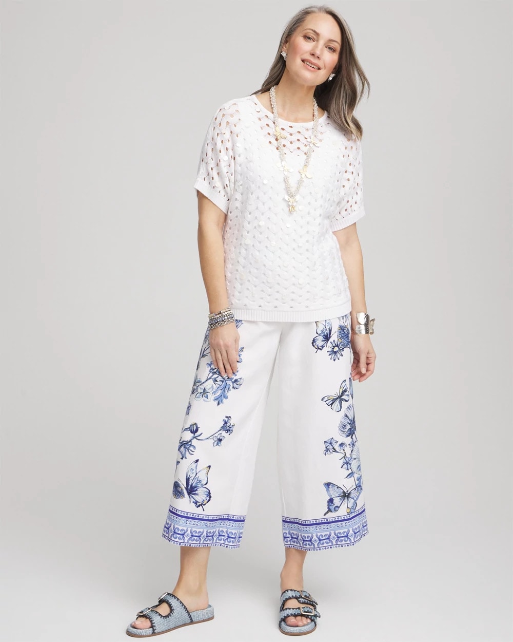 Chico's Deals - Butterfly Pull-On Linen Cropped Pants Alabaster