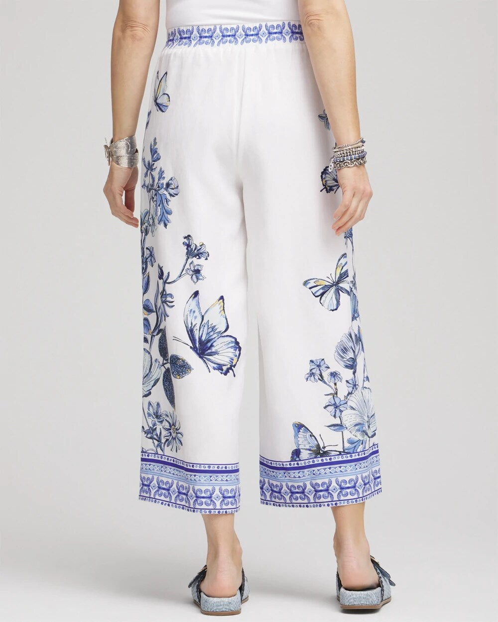 Chico's Deals - Butterfly Pull-On Linen Cropped Pants Alabaster