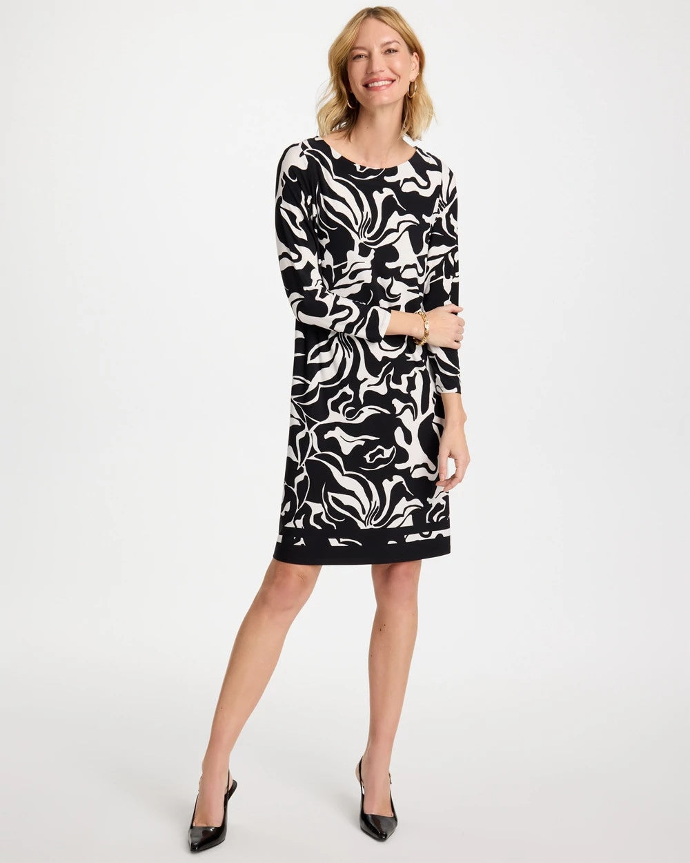 Chico's Customer Favorite - Jersey Knit Boatneck Shift Dress Black