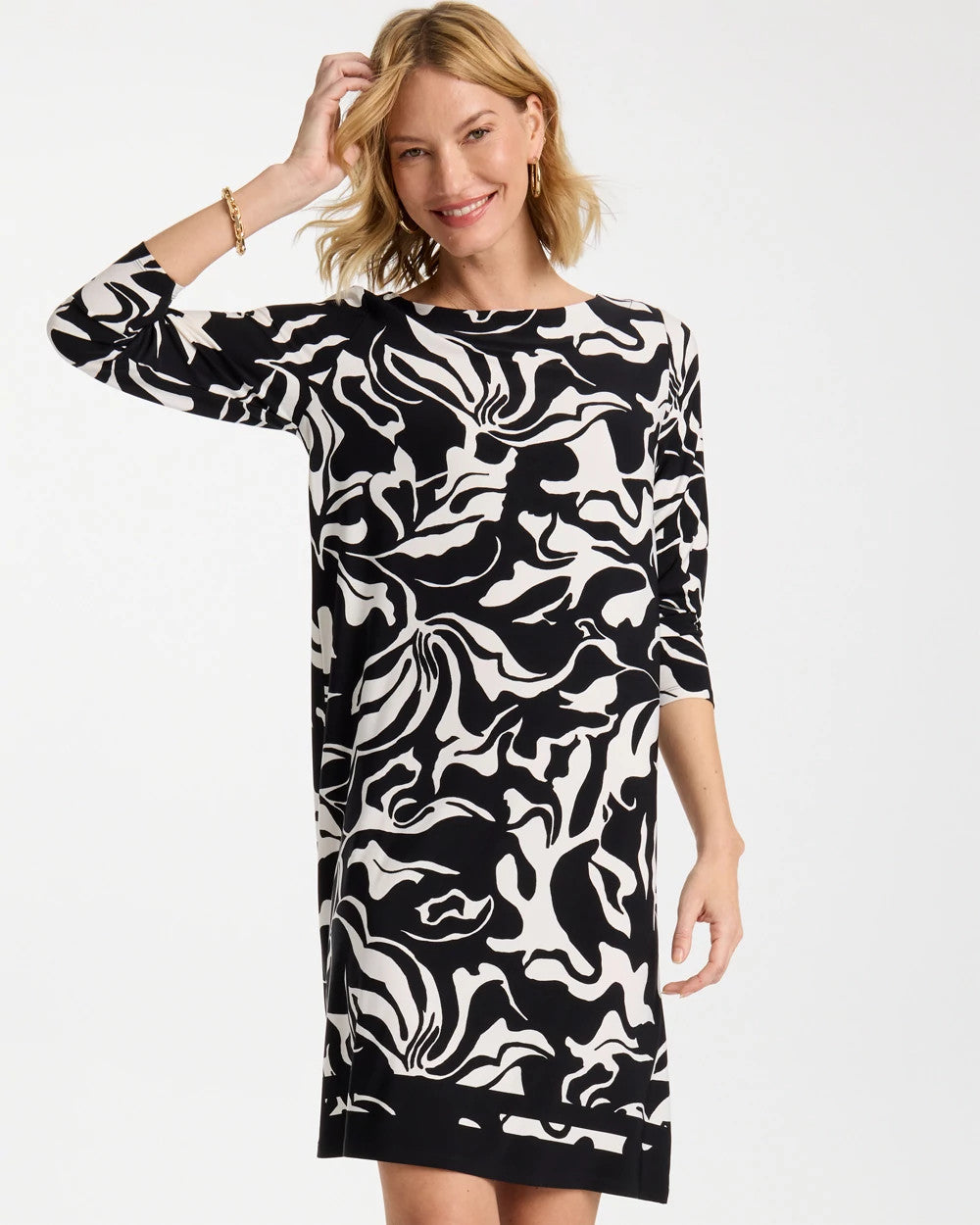 Chico's Customer Favorite - Jersey Knit Boatneck Shift Dress Black