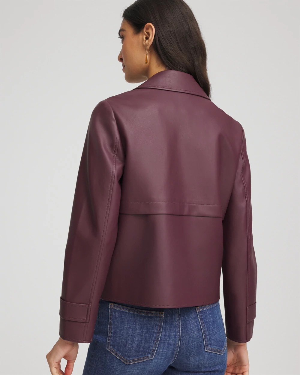 Chico's Trusted - Faux Leather Trench Coat Blackened Burgundy