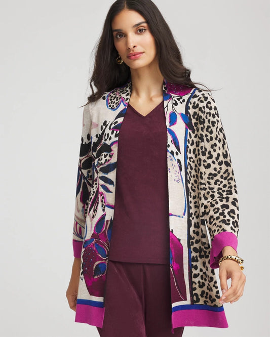 Chico's Everyday - Travelers™ Collection Artisanal Cardigan Blackened Burgundy