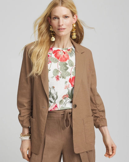 Chico's Top Pick - Linen Stretch Blazer Teakwood