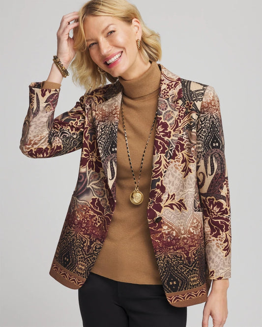 Chico's Discount - Artisanal Print Ponte Blazer Graphite Gray