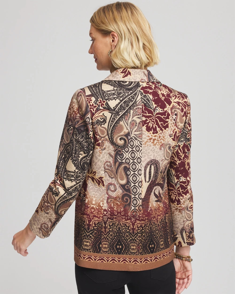 Chico's Discount - Artisanal Print Ponte Blazer Graphite Gray