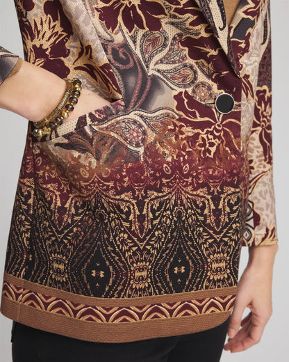Chico's Discount - Artisanal Print Ponte Blazer Graphite Gray