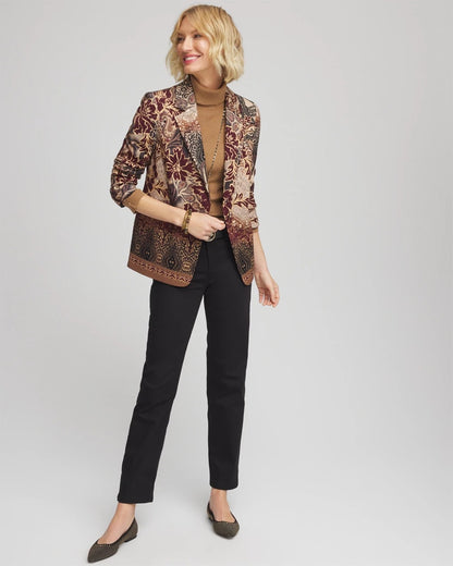 Chico's Discount - Artisanal Print Ponte Blazer Graphite Gray
