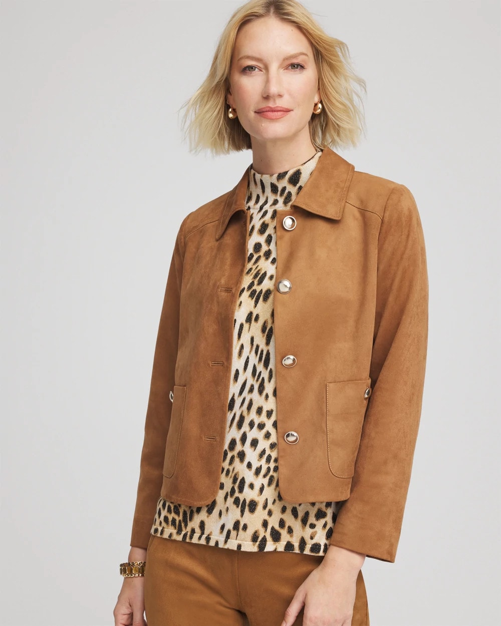 Chico's Quality - Suede Cropped Jacket Burnt Sienna