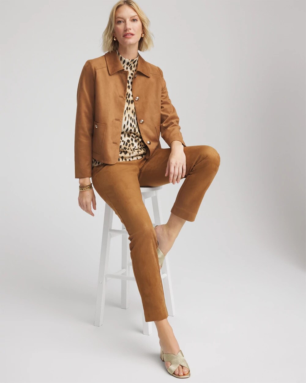 Chico's Quality - Suede Cropped Jacket Burnt Sienna