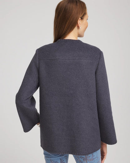 Chico's Classic - Wool Scarf Jacket Dark Denim Heather