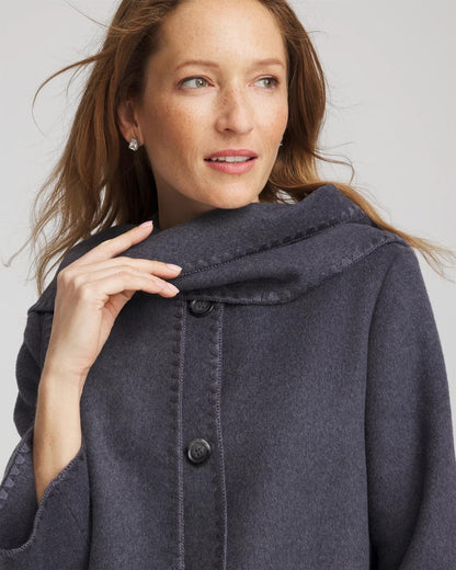 Chico's Classic - Wool Scarf Jacket Dark Denim Heather