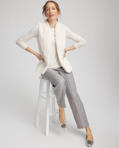 Chico's New - Elongated Faux Fur Vest English Cream