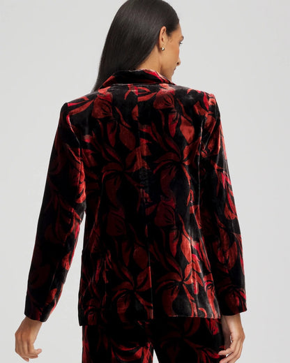 Chico's Best Seller - Velvet Printed Blazer Black