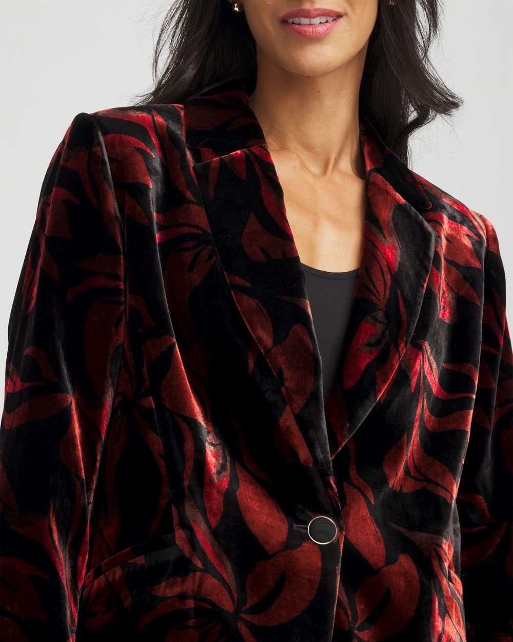 Chico's Best Seller - Velvet Printed Blazer Black