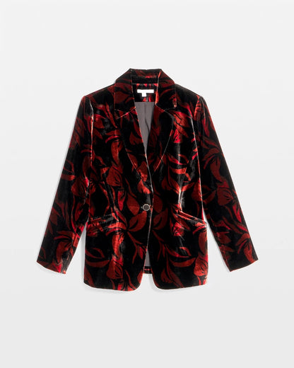 Chico's Best Seller - Velvet Printed Blazer Black