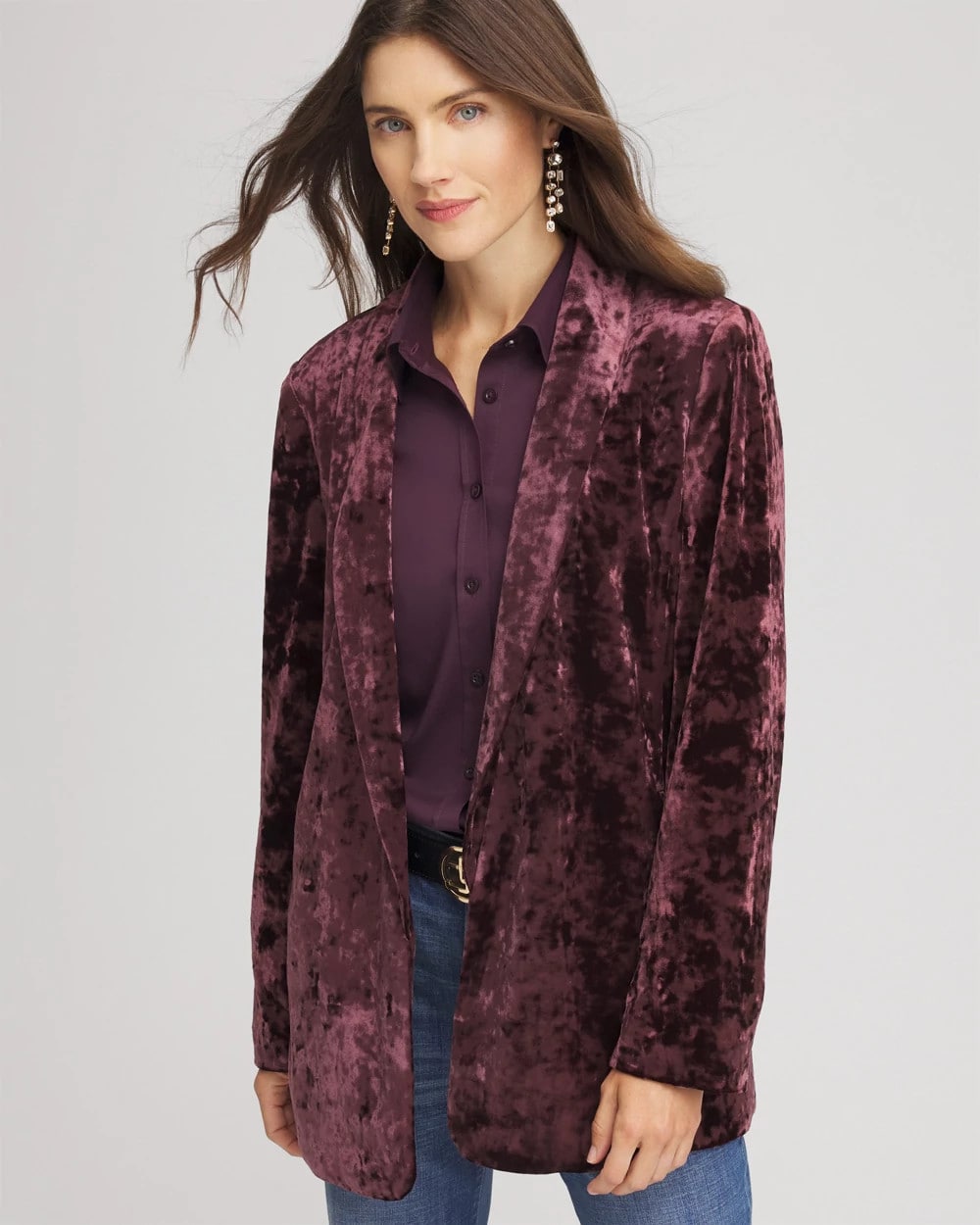Chico's Trusted - Crushed Velvet Blazer Night Bloom