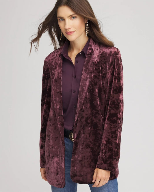 Chico's Trusted - Crushed Velvet Blazer Night Bloom