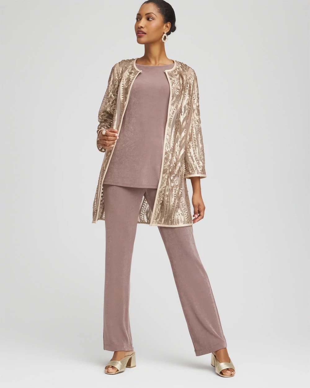 Chico's Customer Favorite - Travelers™ Collection Champagne Sequins Jacket Champagne