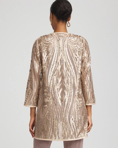 Chico's Customer Favorite - Travelers™ Collection Champagne Sequins Jacket Champagne