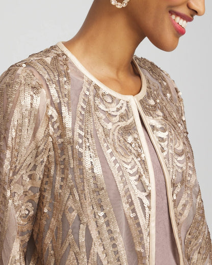 Chico's Customer Favorite - Travelers™ Collection Champagne Sequins Jacket Champagne