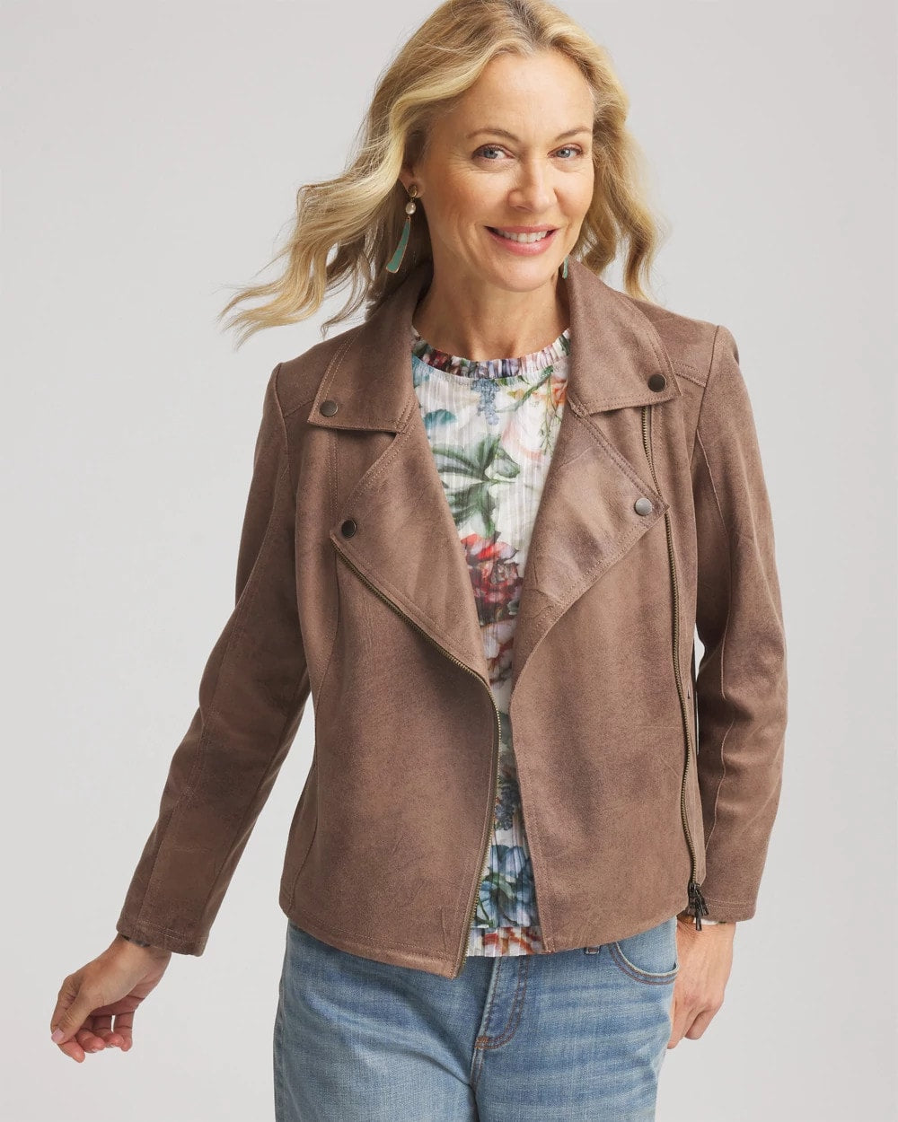 Chico's Value - Suede Moto Jacket Dried Mushroom