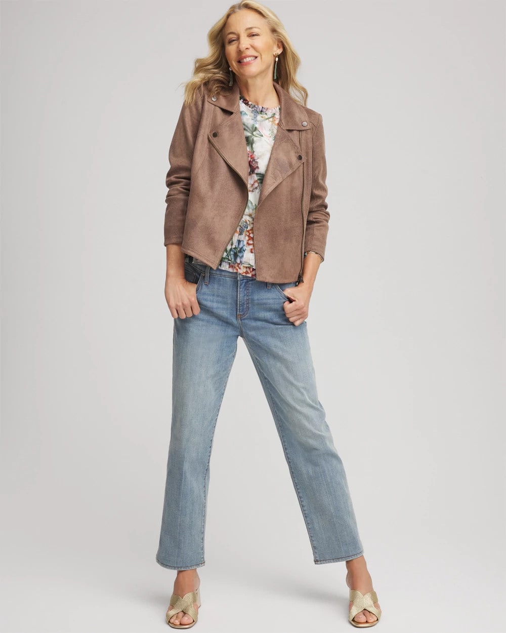Chico's Value - Suede Moto Jacket Dried Mushroom